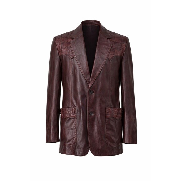 Scully Cherry Leather Ostrich Trim Blazer Jacket Men’s Size 40